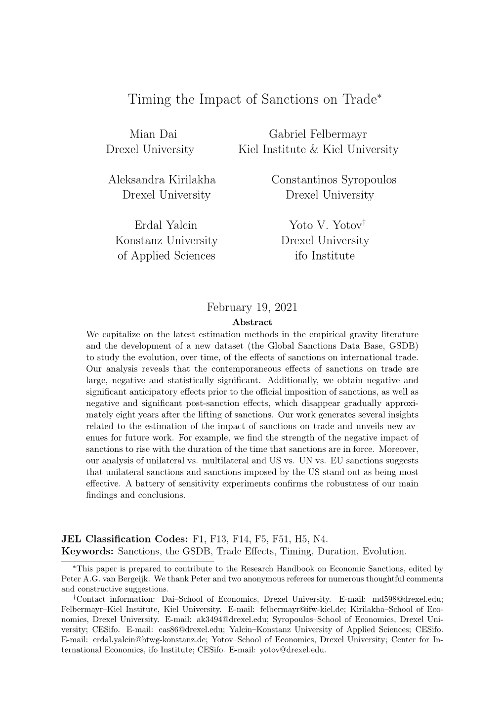 Timing the Impact of Sanctions on Trade∗