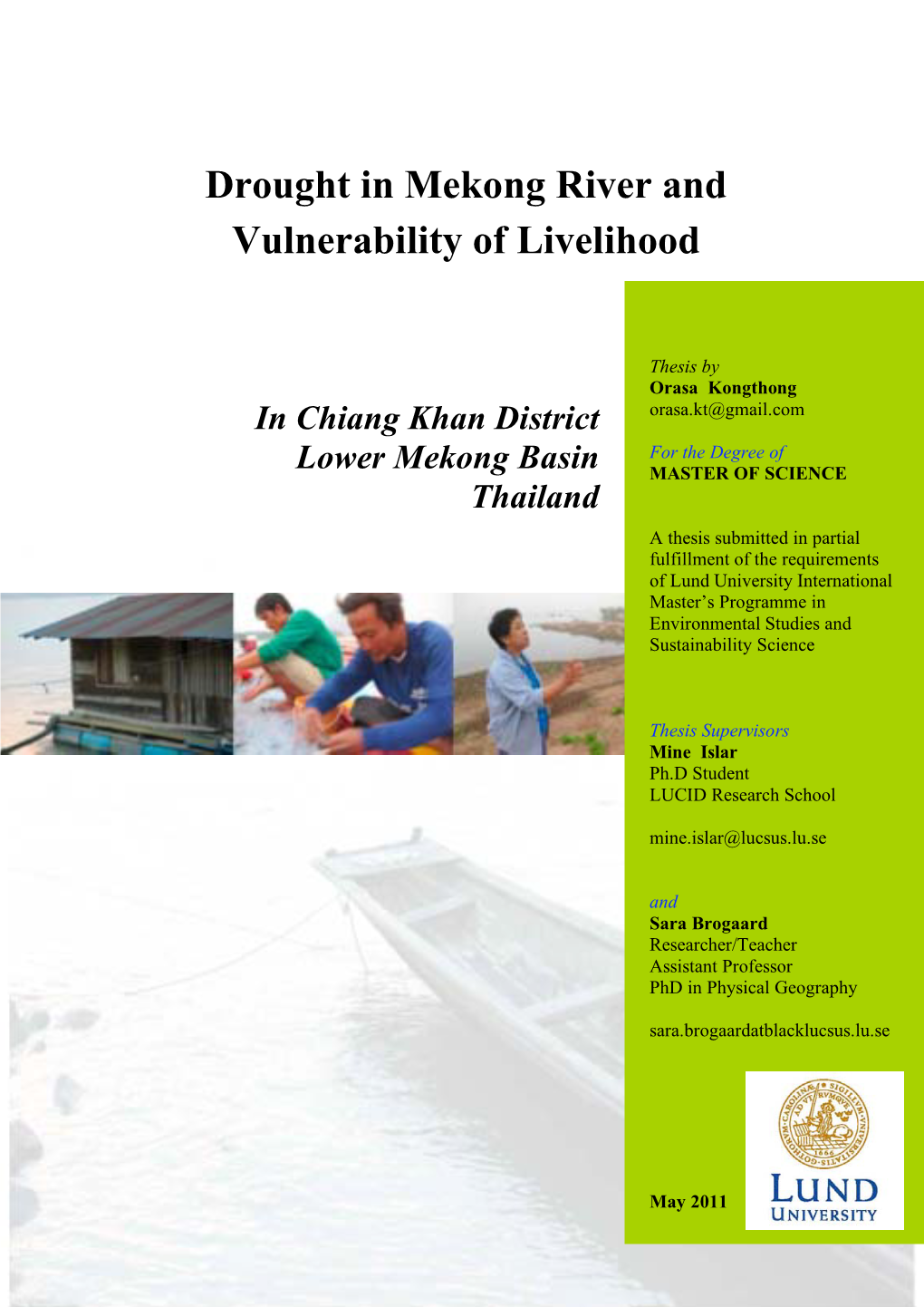 Drought in Mekong River and Vulnerability of Livelihood in Chiang Khan District, Lower Mekong Basin, Thailand