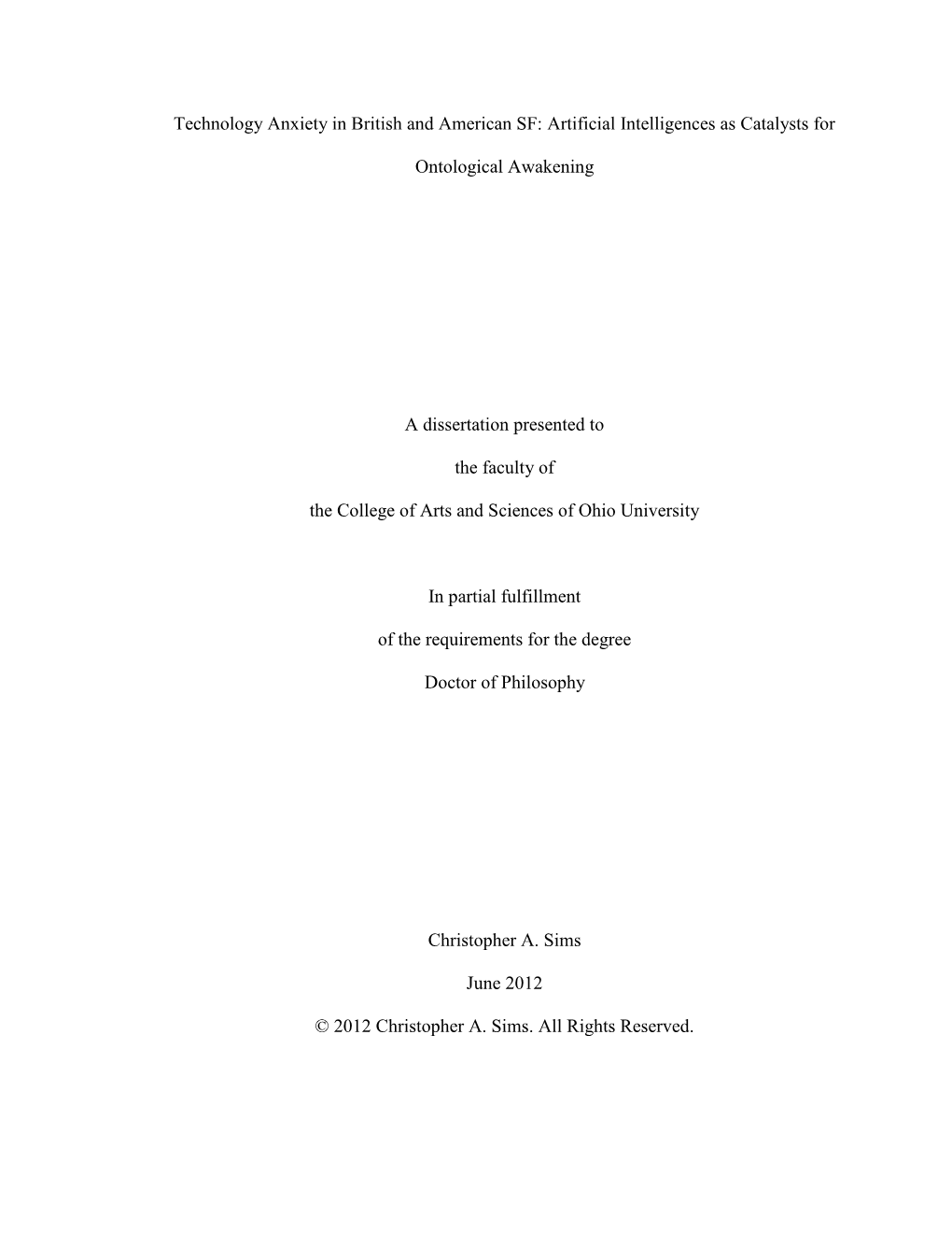 Technology Anxiety in British and American SF: Artificial Intelligences As Catalysts For