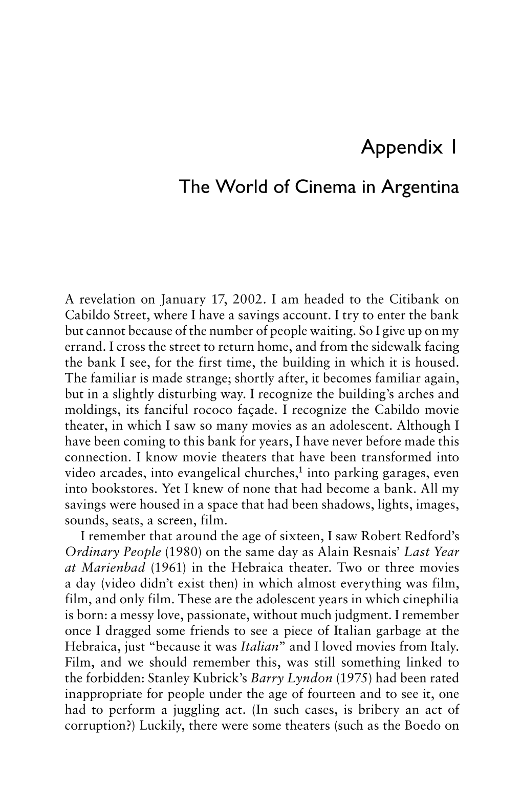 Appendix 1 the World of Cinema in Argentina