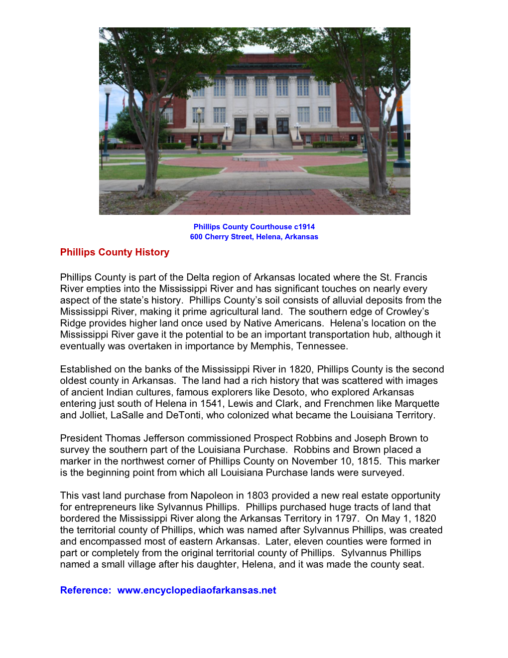 Phillips County History