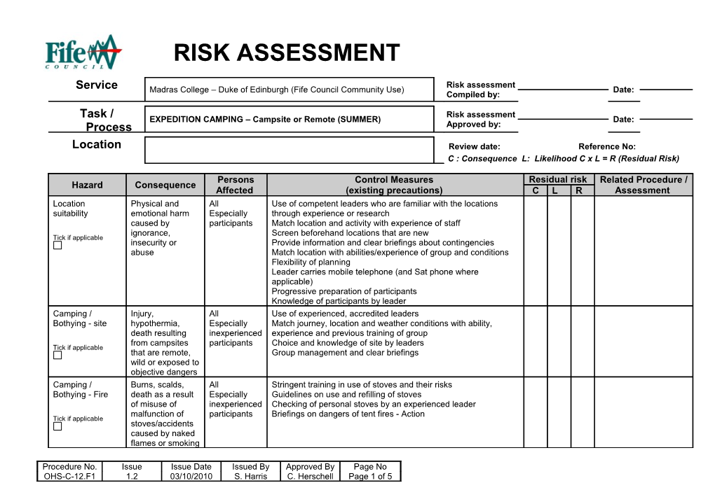 Risk Assessment Form s4