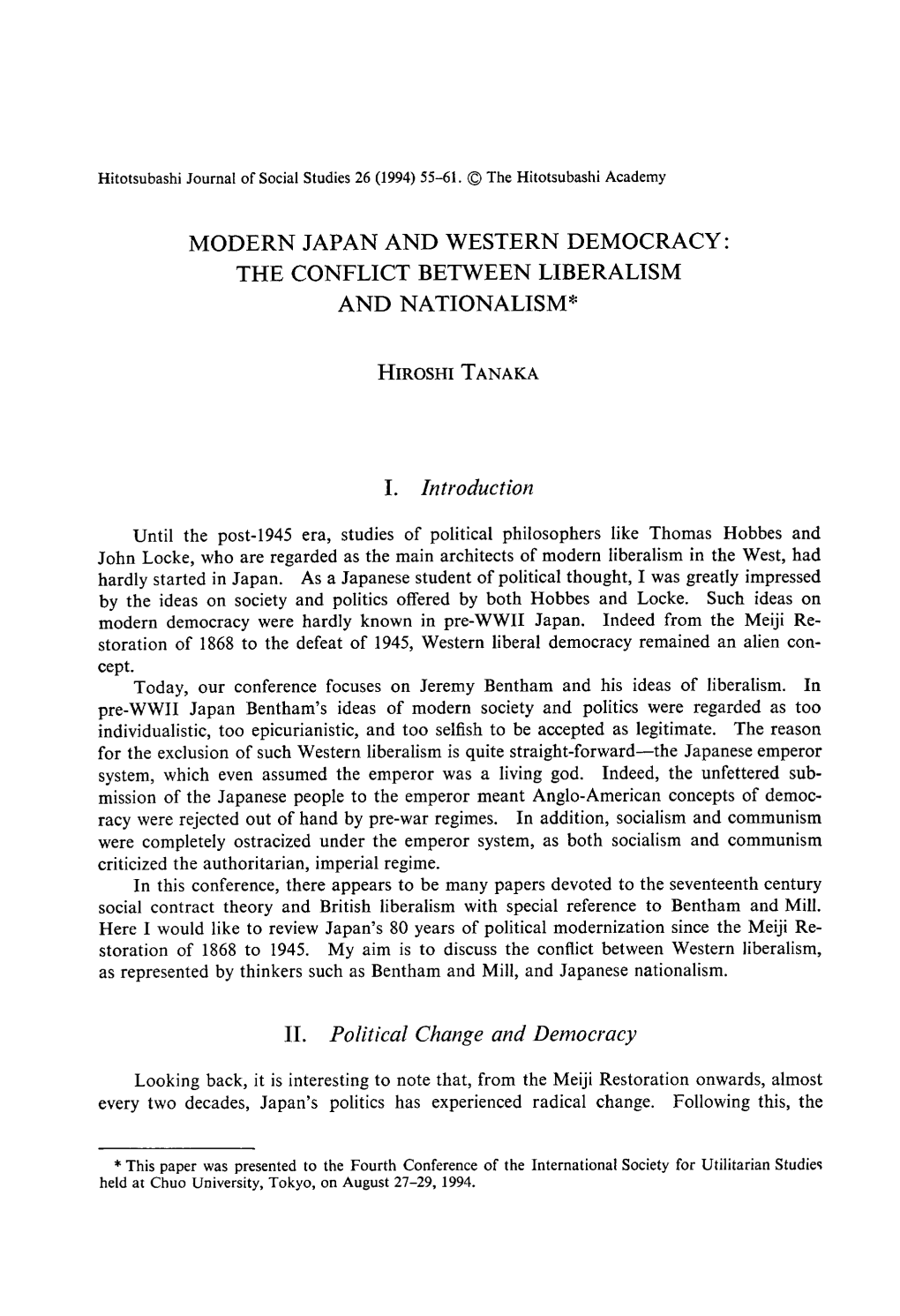 Modern Japan and Western Democracy : and Nationalism*