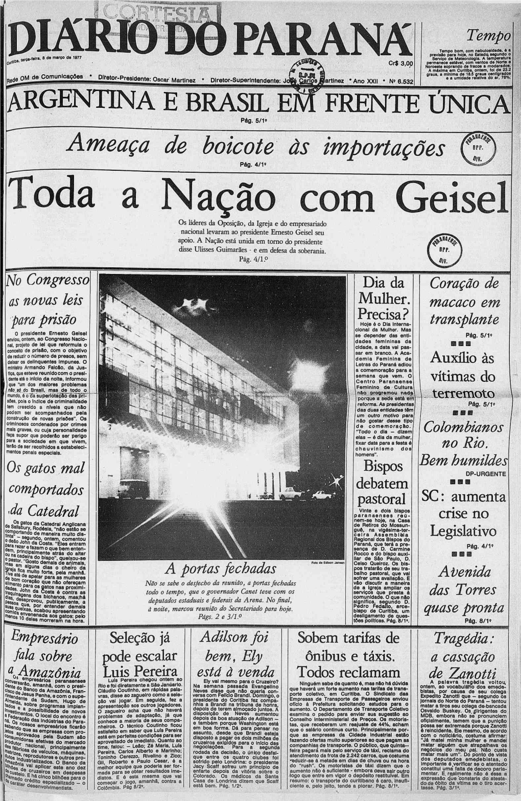 ARGENTINA E BRASIL EM FRENTE ÚNICA Ameaça De Boicote Às