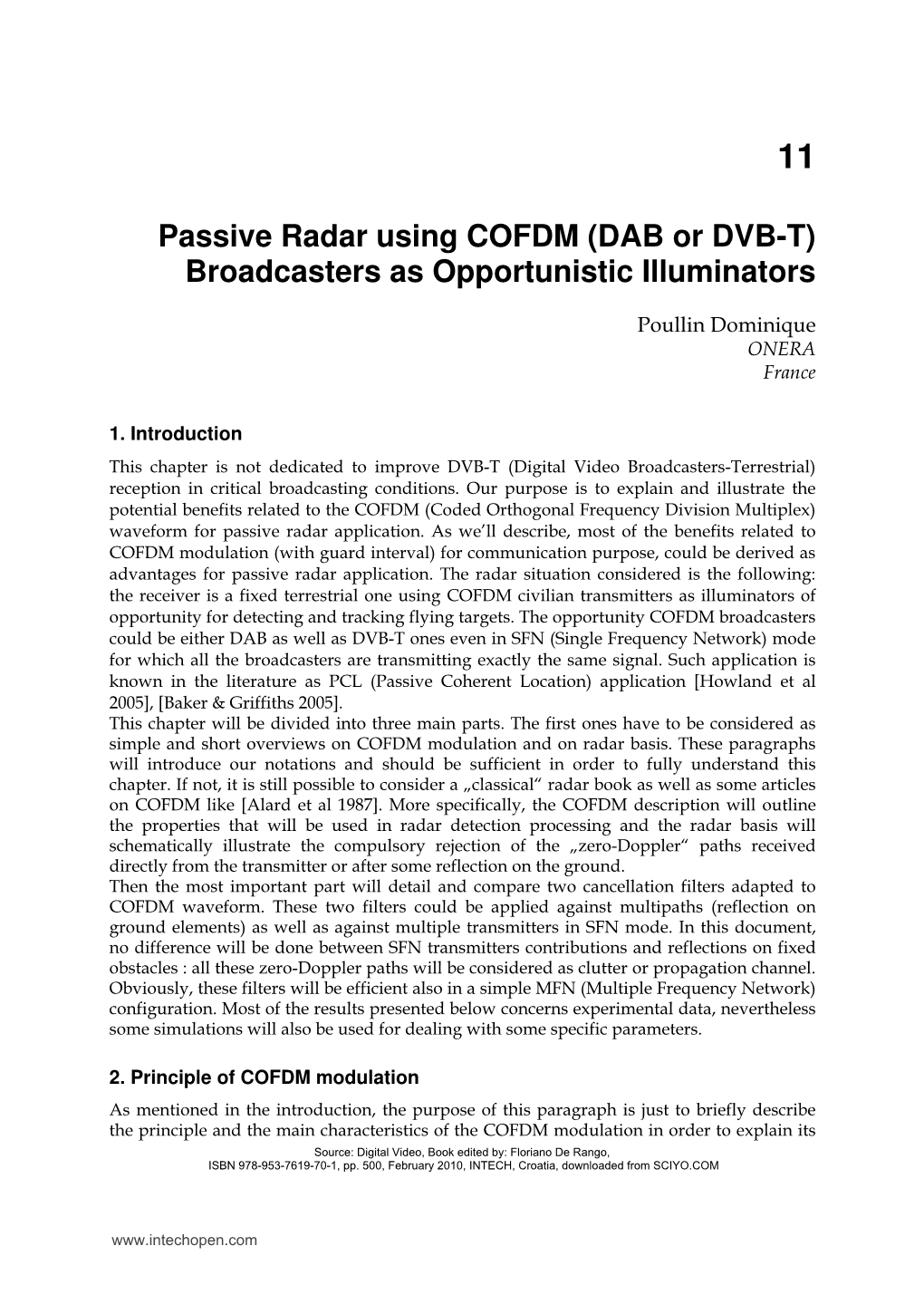 Passive Radar Using COFDM (DAB Or DVB-T) Broadcasters As Opportunistic Illuminators