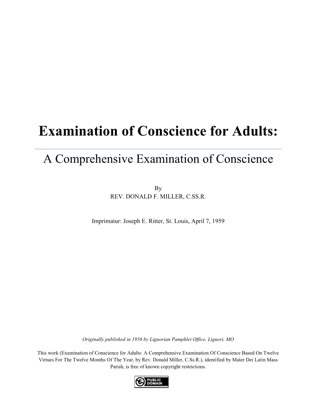 Examination of Conscience for Adults