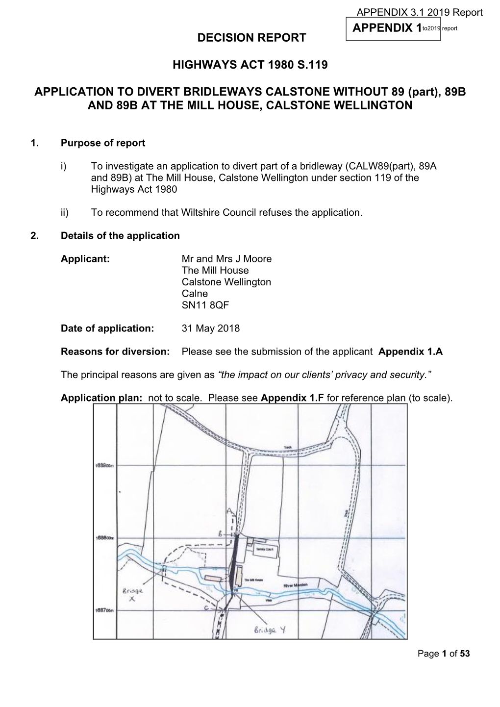 Decision Report Highways Act 1980 S.119