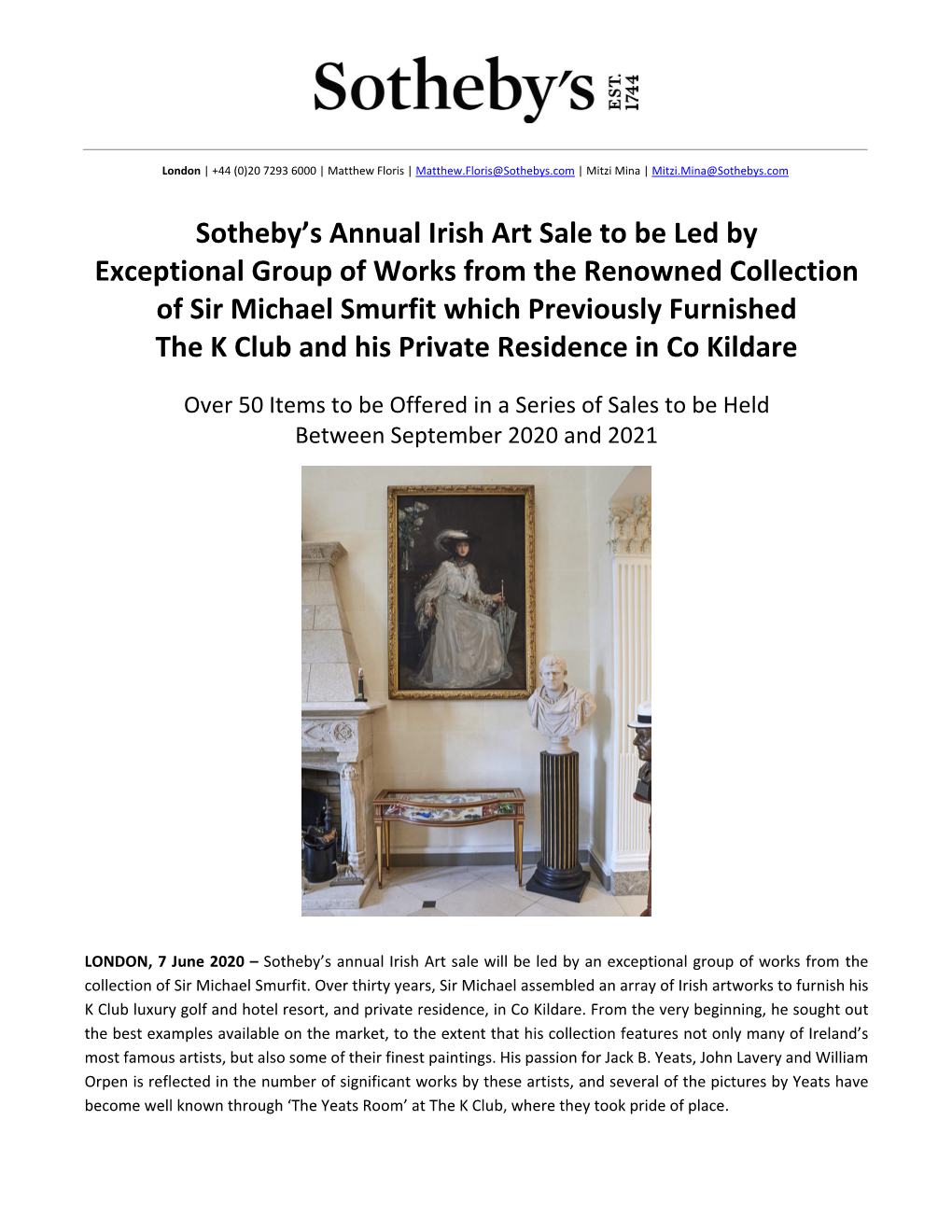 Sotheby's Press Release