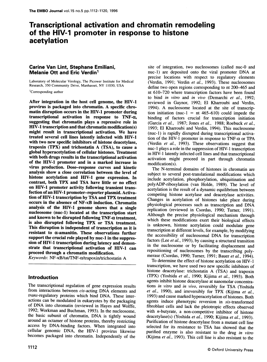 Transcriptional Activation and Chromatin Remodeling of the HIV-1 Promoter in Response to Histone Acetylation