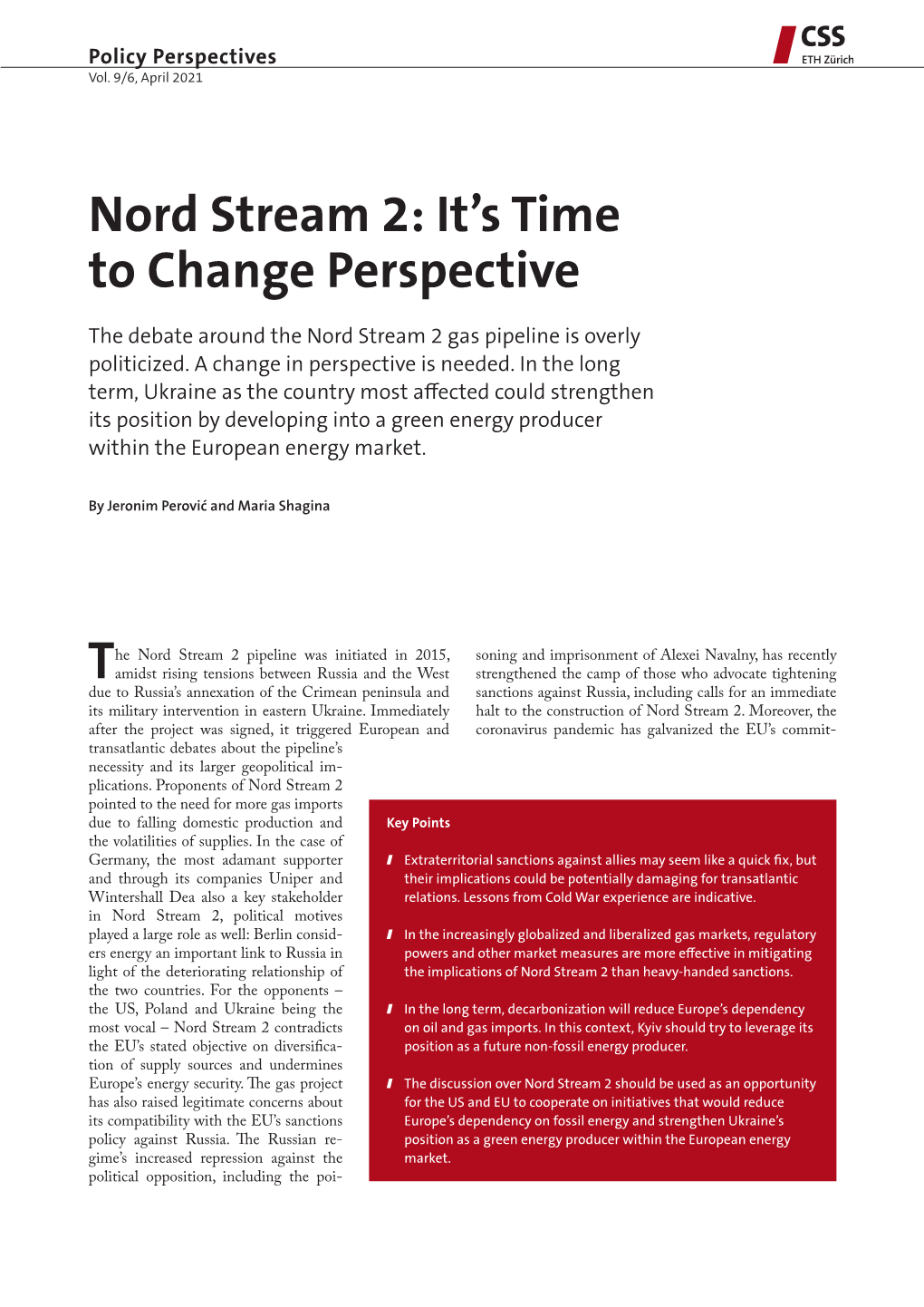 Nord Stream 2: It’S Time to Change Perspective