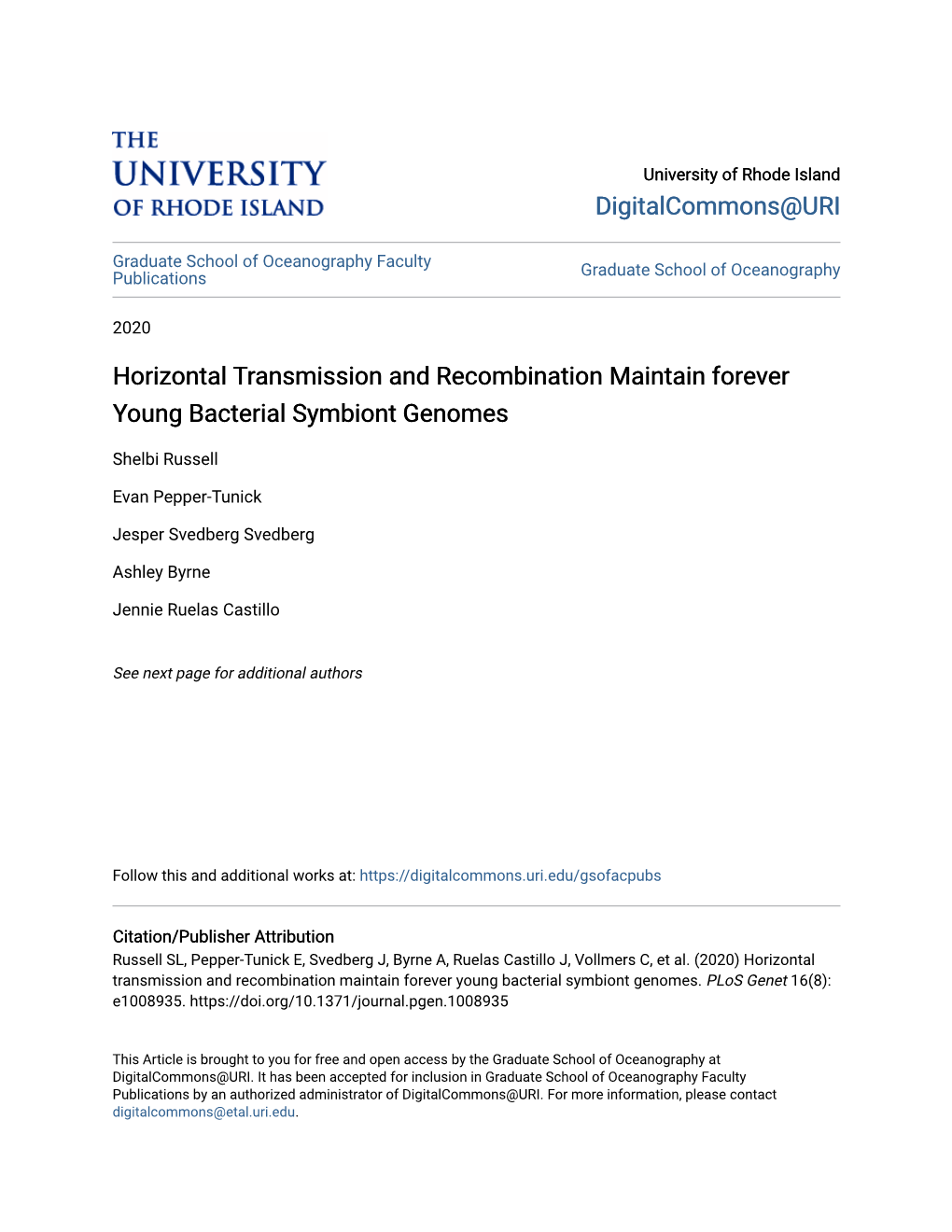 Horizontal Transmission and Recombination Maintain Forever Young Bacterial Symbiont Genomes