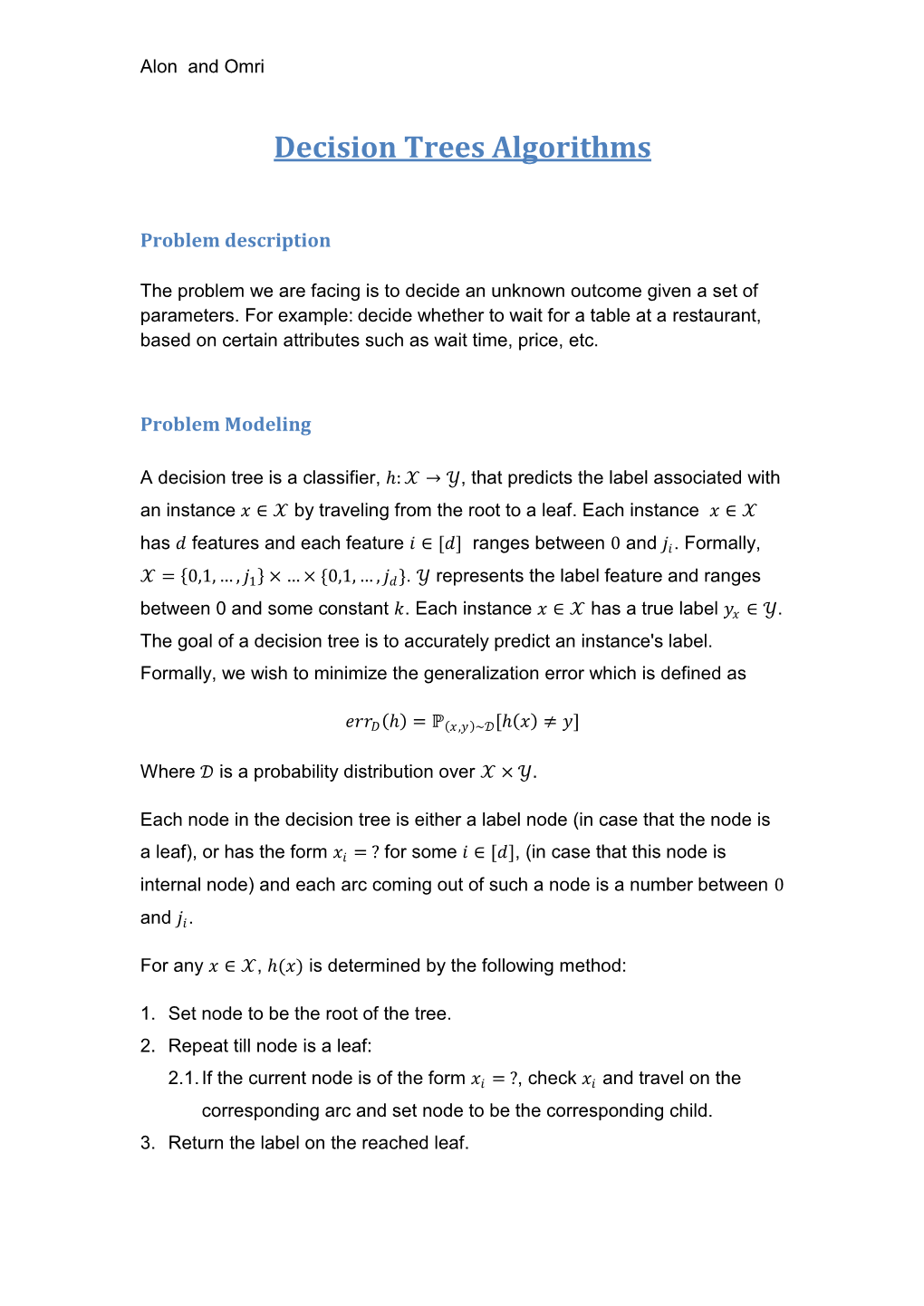 Decision Trees Algorithms