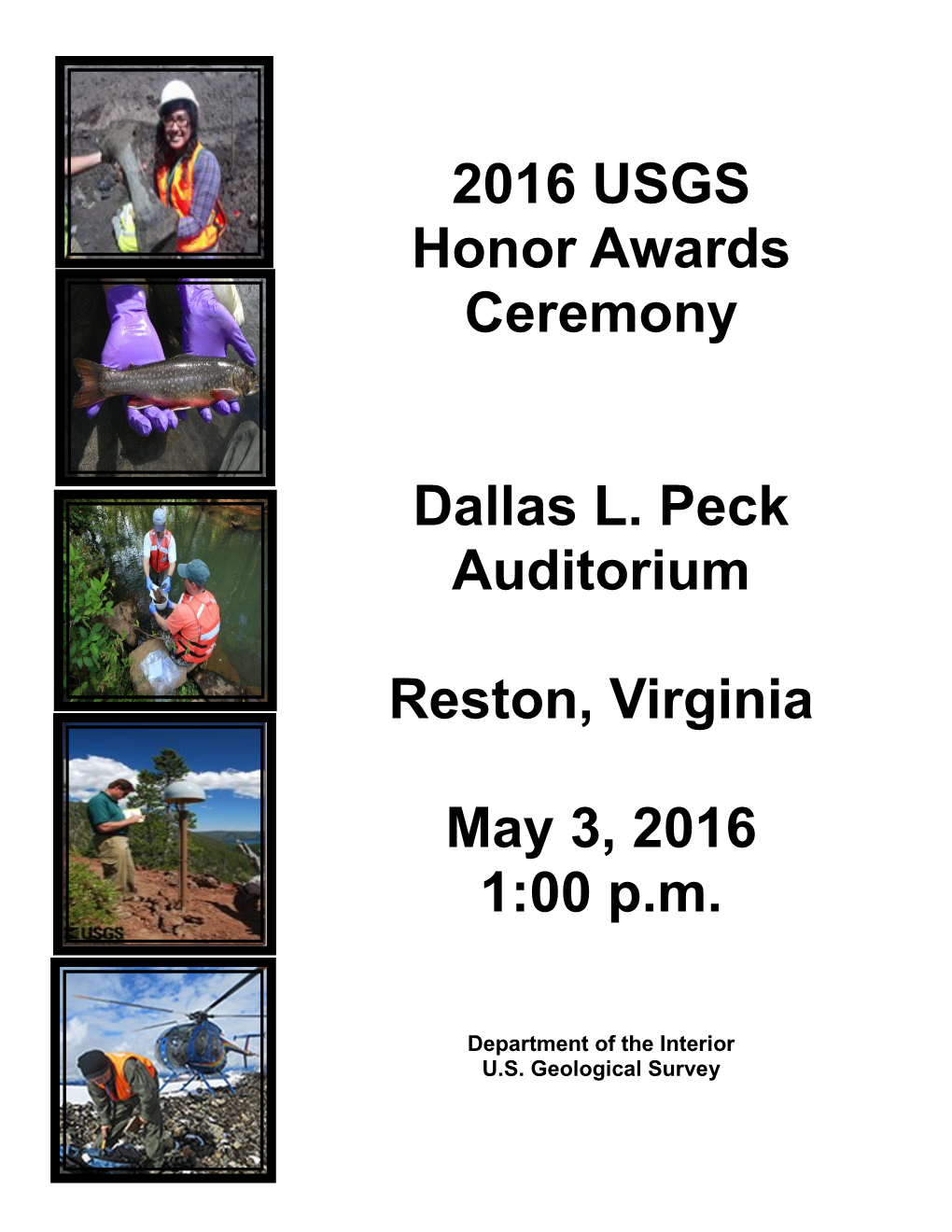 2016 USGS Honor Awards Ceremony Program