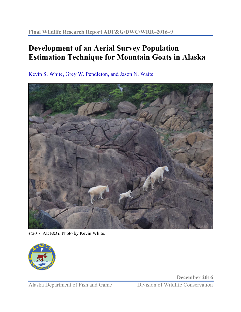 Development of an Aerial Survey Population Estimation Technique for Mountain Goats in Alaska