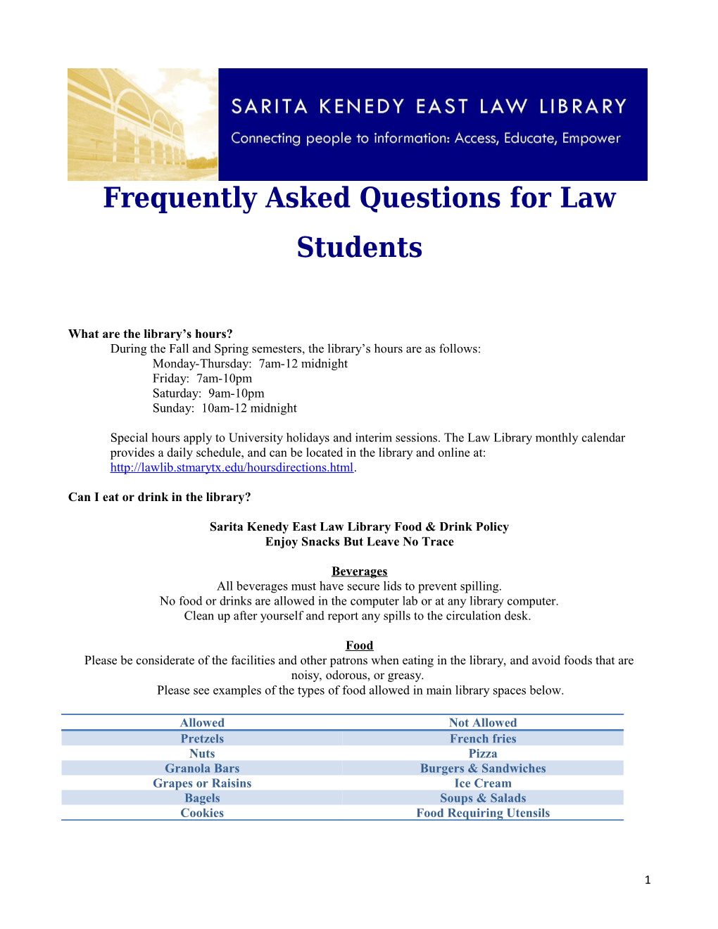 Frequently Asked Questions for Law Students