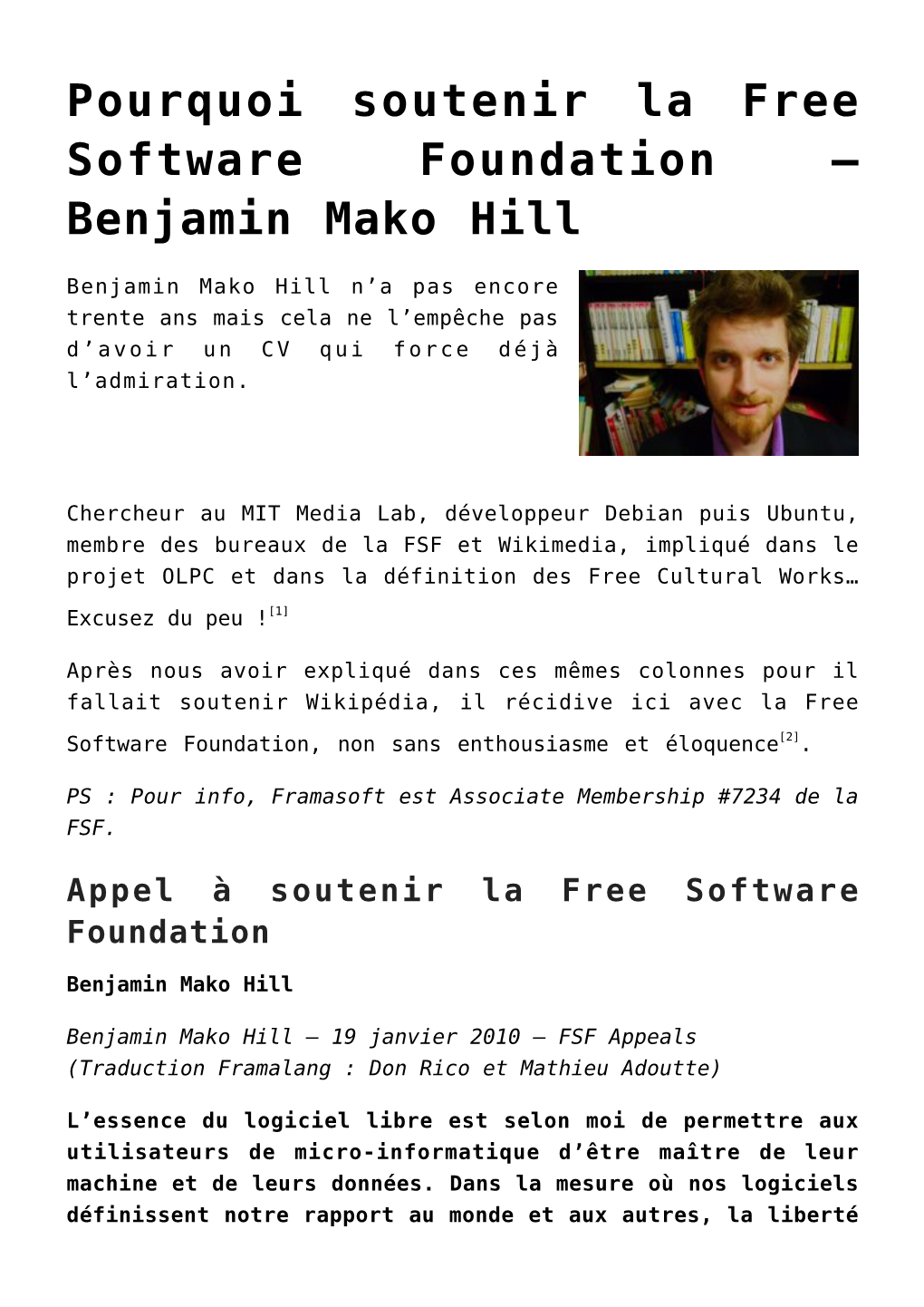 Pourquoi Soutenir La Free Software Foundation – Benjamin