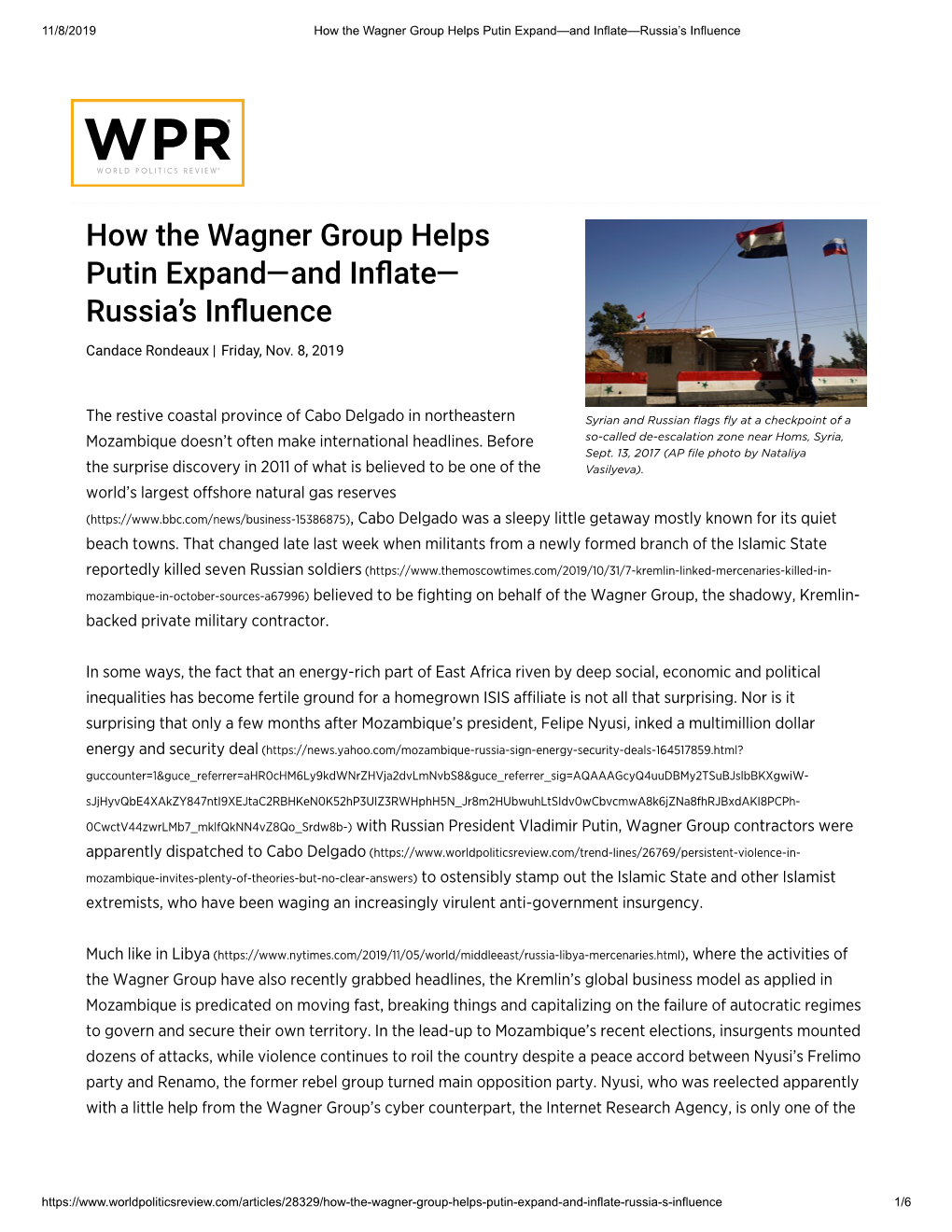 How the Wagner Group Helps Putin Expand—And in Ate— Russia's In