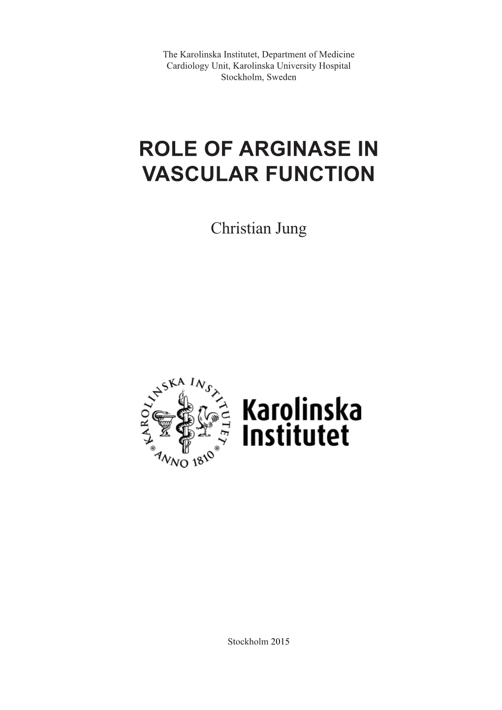 Role of Arginase in Vascular Function