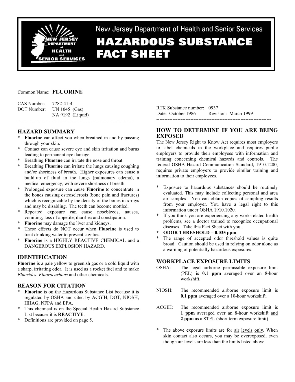 Hazard Summary Identification Reason For