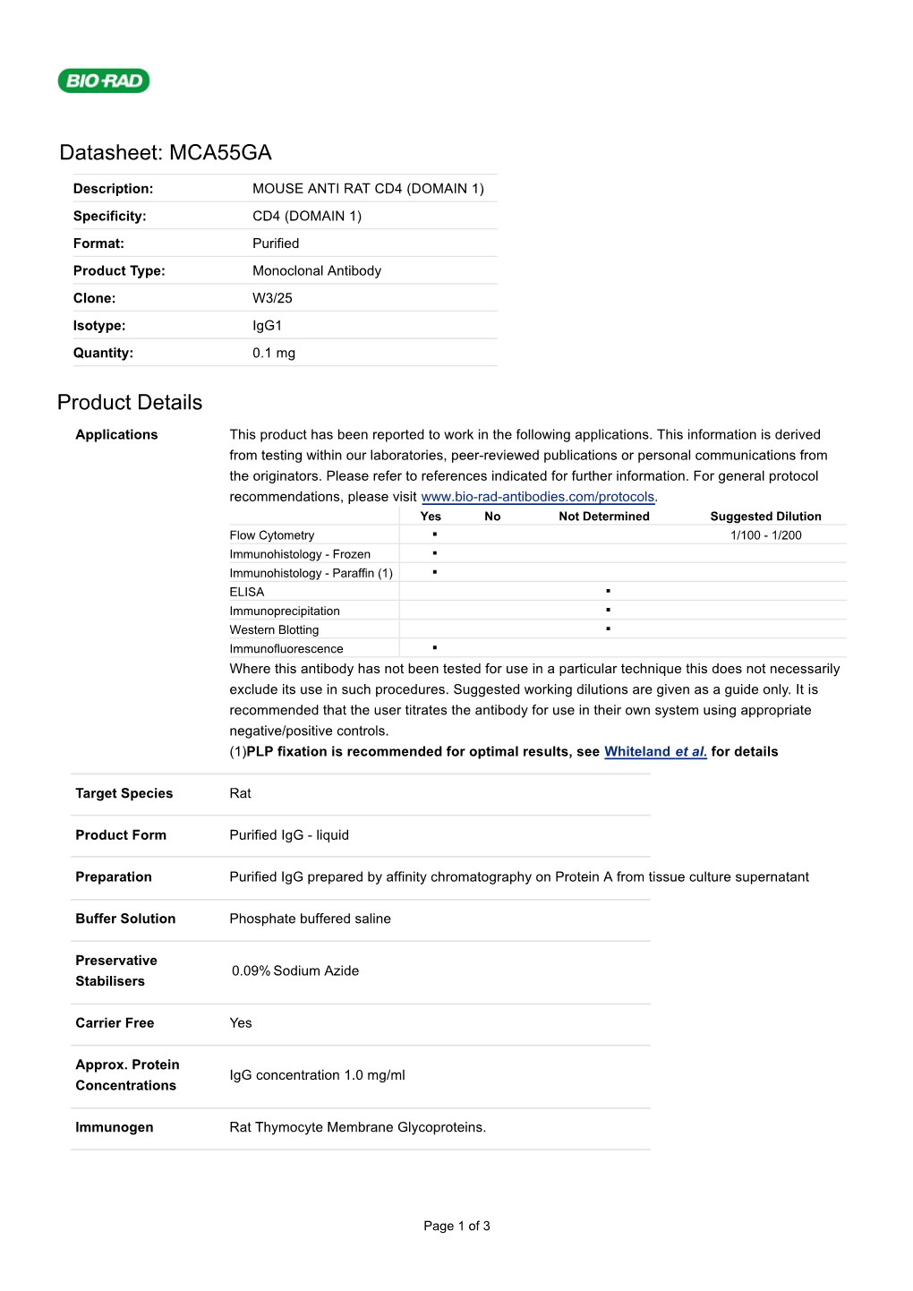 Datasheet: MCA55GA Product Details