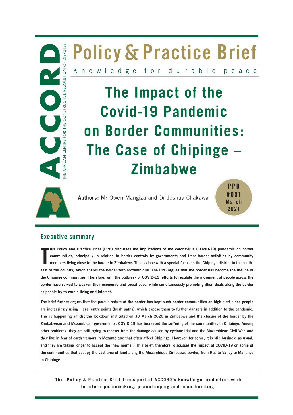 The Case of Chipinge – Zimbabwe Policy&Practice Brief