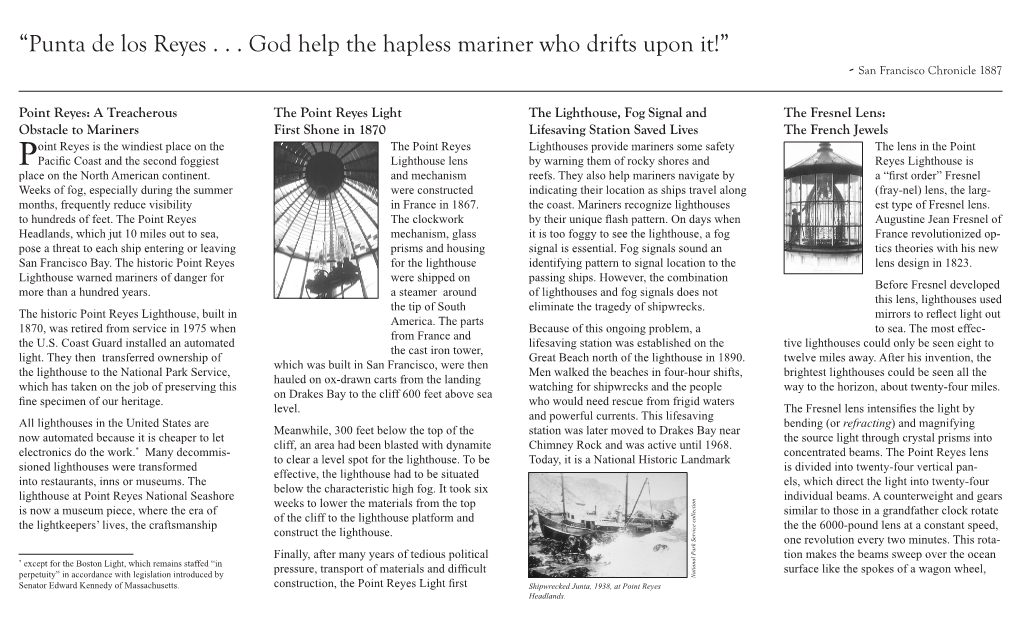 Punta De Los Reyes . . . God Help the Hapless Mariner Who Drifts Upon It!” - San Francisco Chronicle 1887