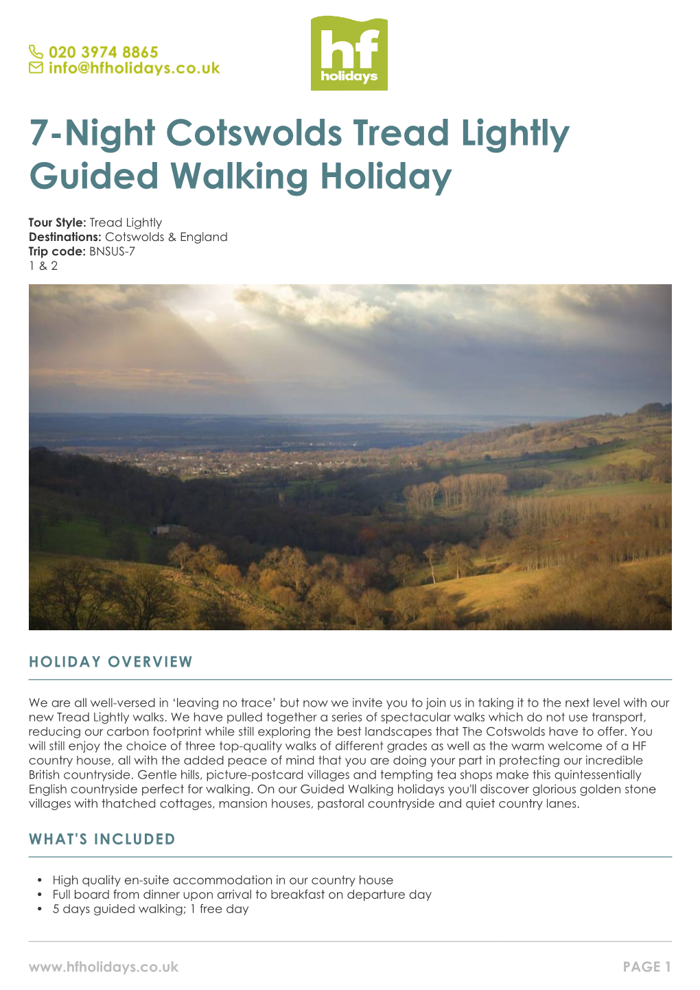 7-Night Cotswolds Tread Lightly Guided Walking Holiday