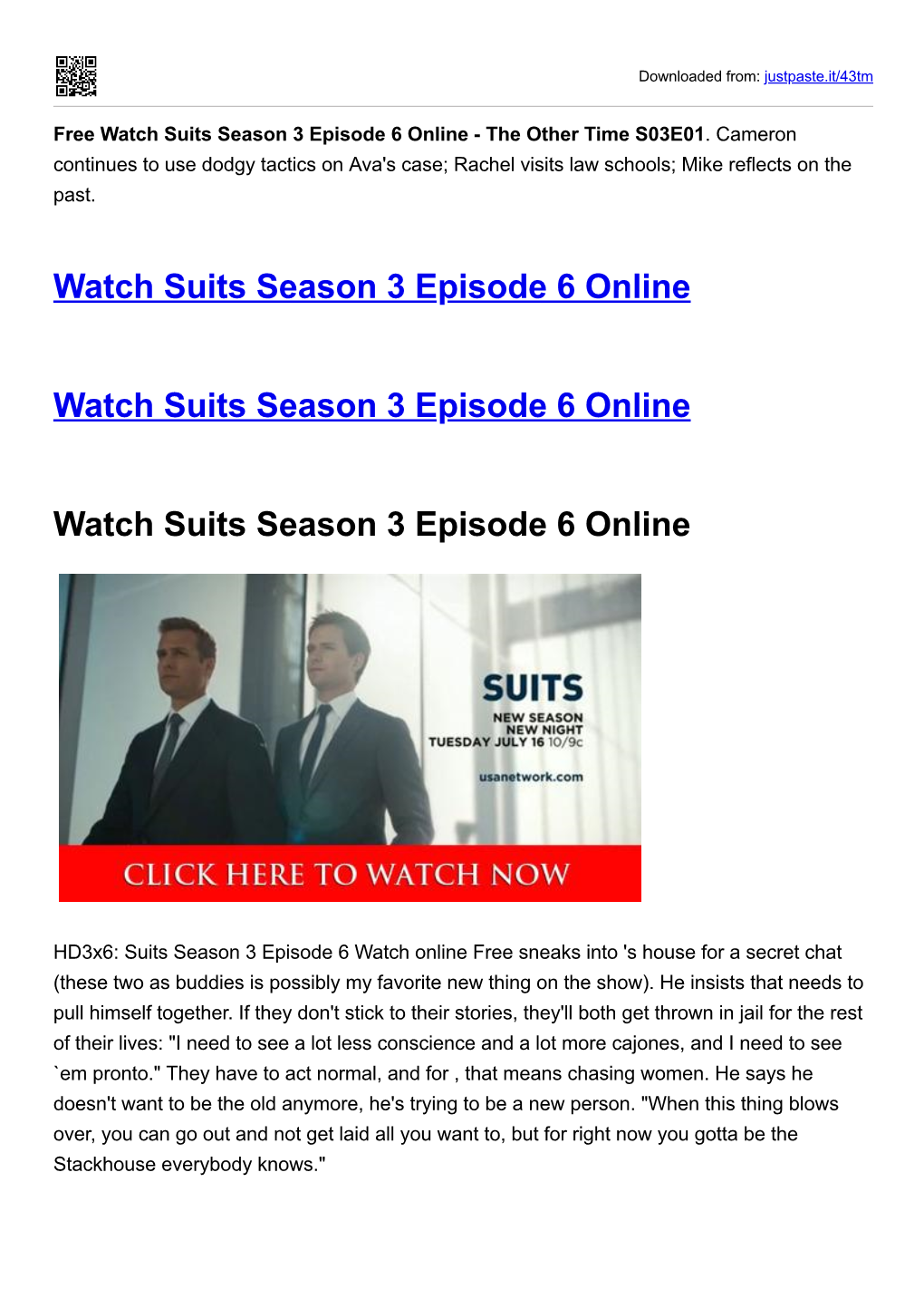 Watch Suits Season 3 Episode 6 Online - the Other Time S03E01