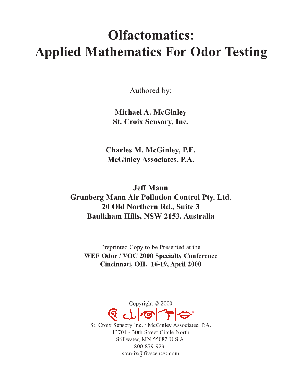 Olfactomatics: Applied Mathematics for Odor Testing