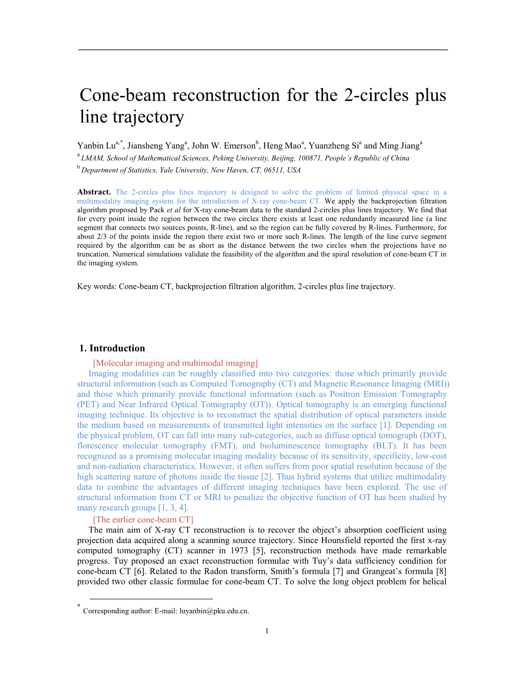 Cone-Beam Reconstruction for the 2-Circles Plus Line Trajectory
