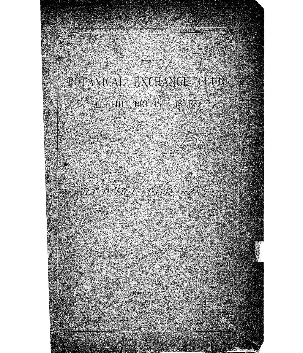 Botanical Exchange Club Report for 1887