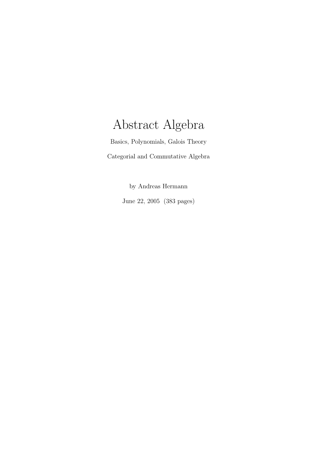 Abstract Algebra