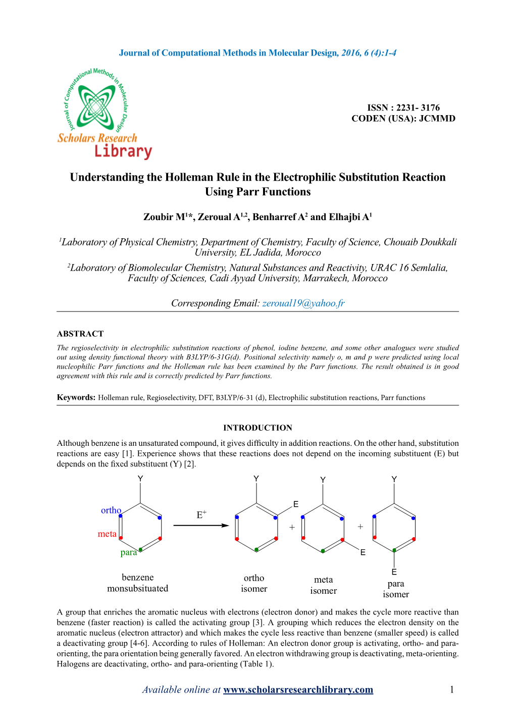 Understanding the Holleman Rule in the Electrophilic Substitution Reaction Using Parr Functions