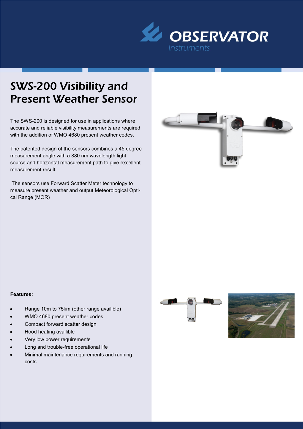 SWS-200 Visibility and Present Weather Sensor