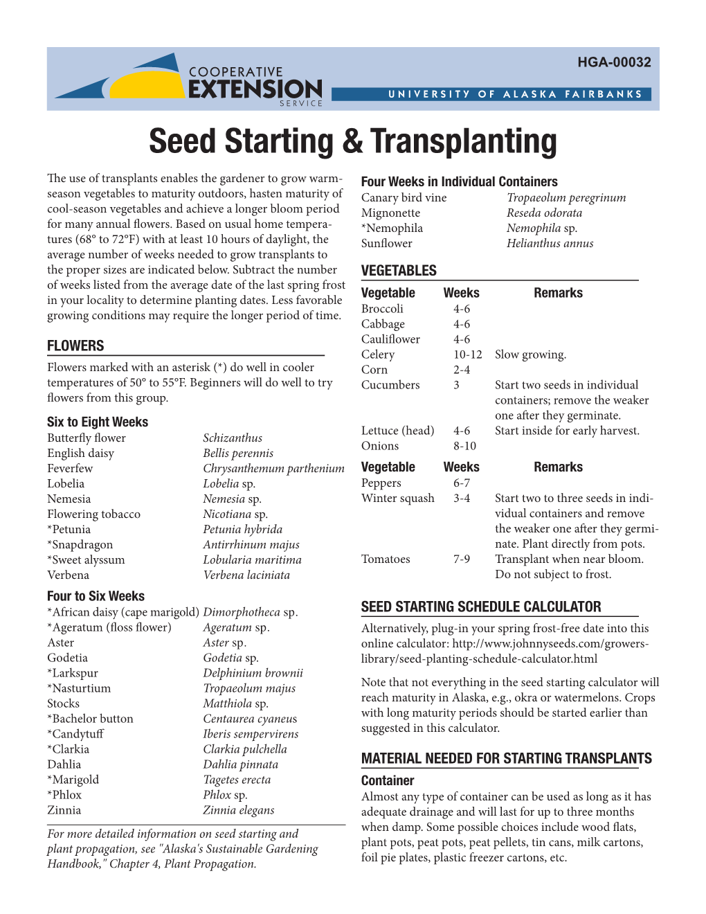 Seed Starting & Transplanting