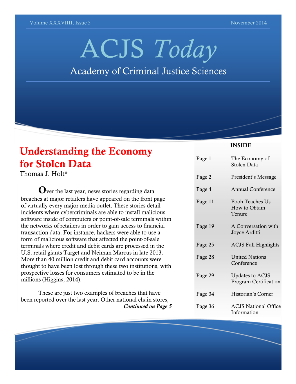 ACJS Today Academy of Criminal Justice Sciences