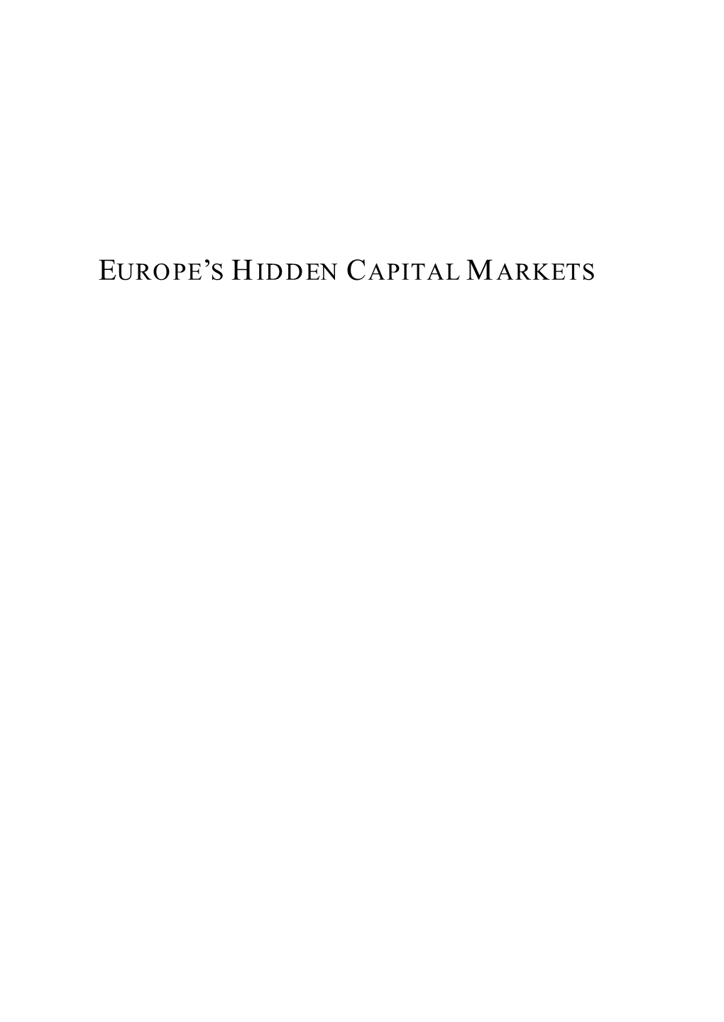 Europe's Hidden Capital Markets