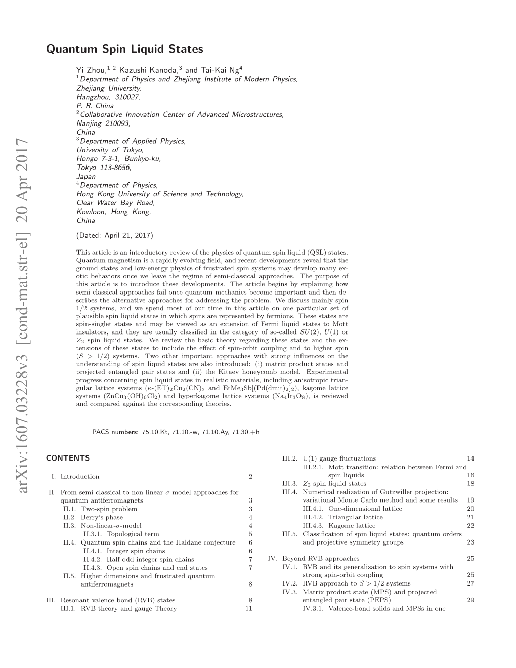 Quantum Spin Liquid States