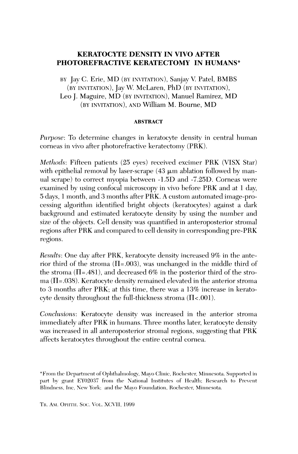 Background and Estimated Keratocyte Density by Using the Number and Size of the Objects