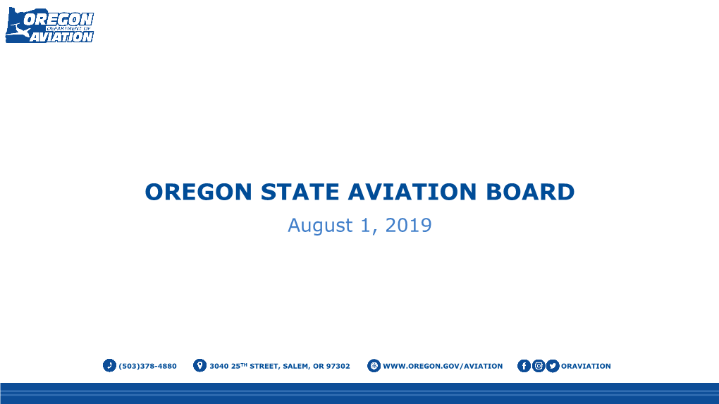 OREGON STATE AVIATION BOARD August 1, 2019