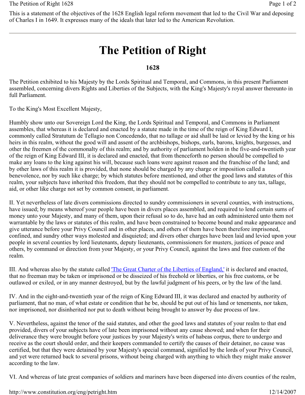 The Petition of Right