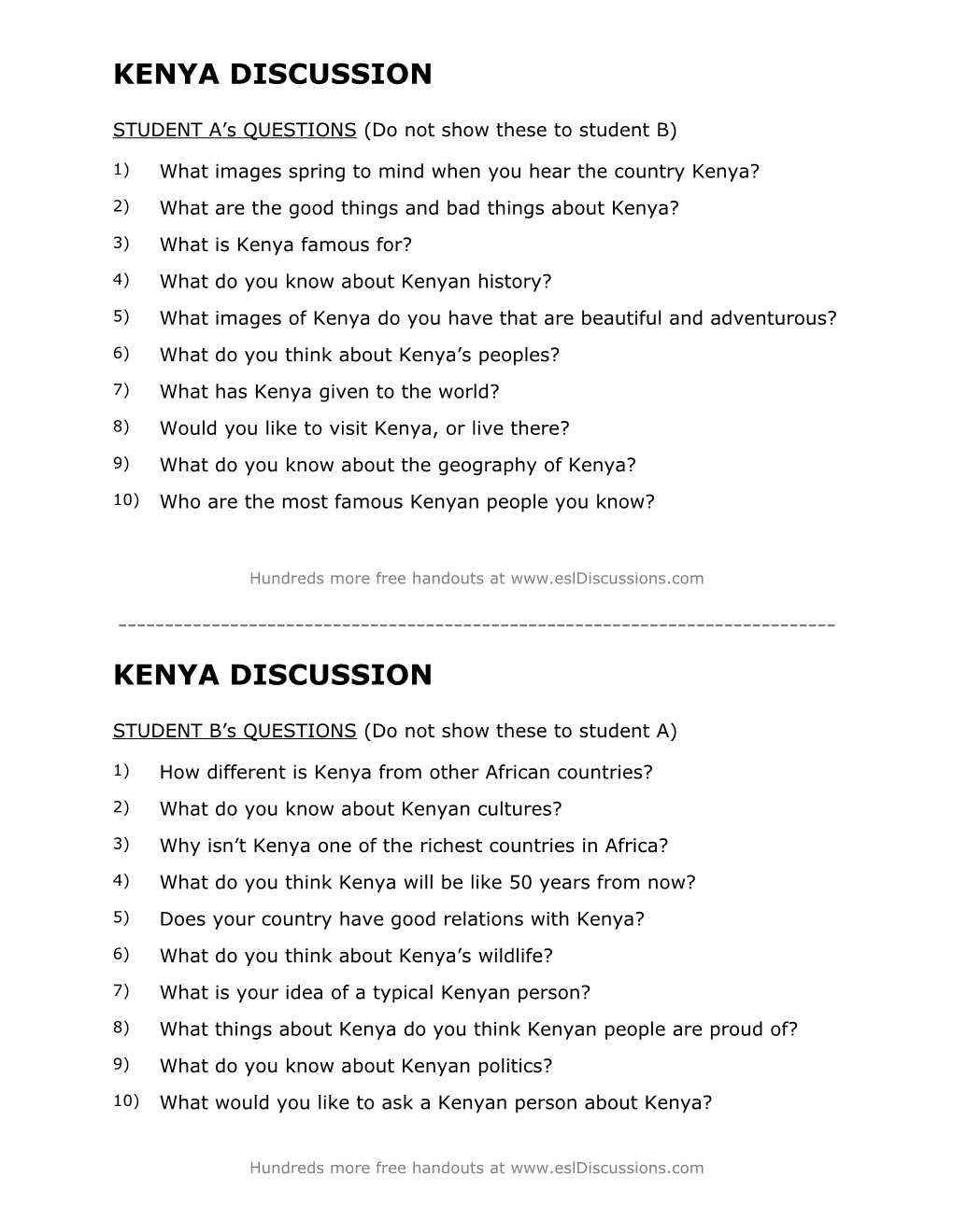 ESL Conversation Lesson on Kenya