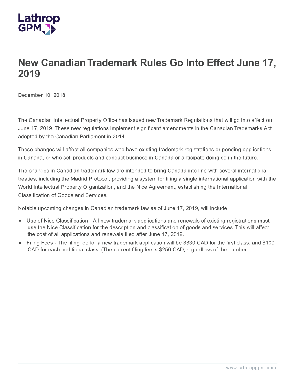 New Canadian Trademark Rules Go Into Effect June 17, 2019