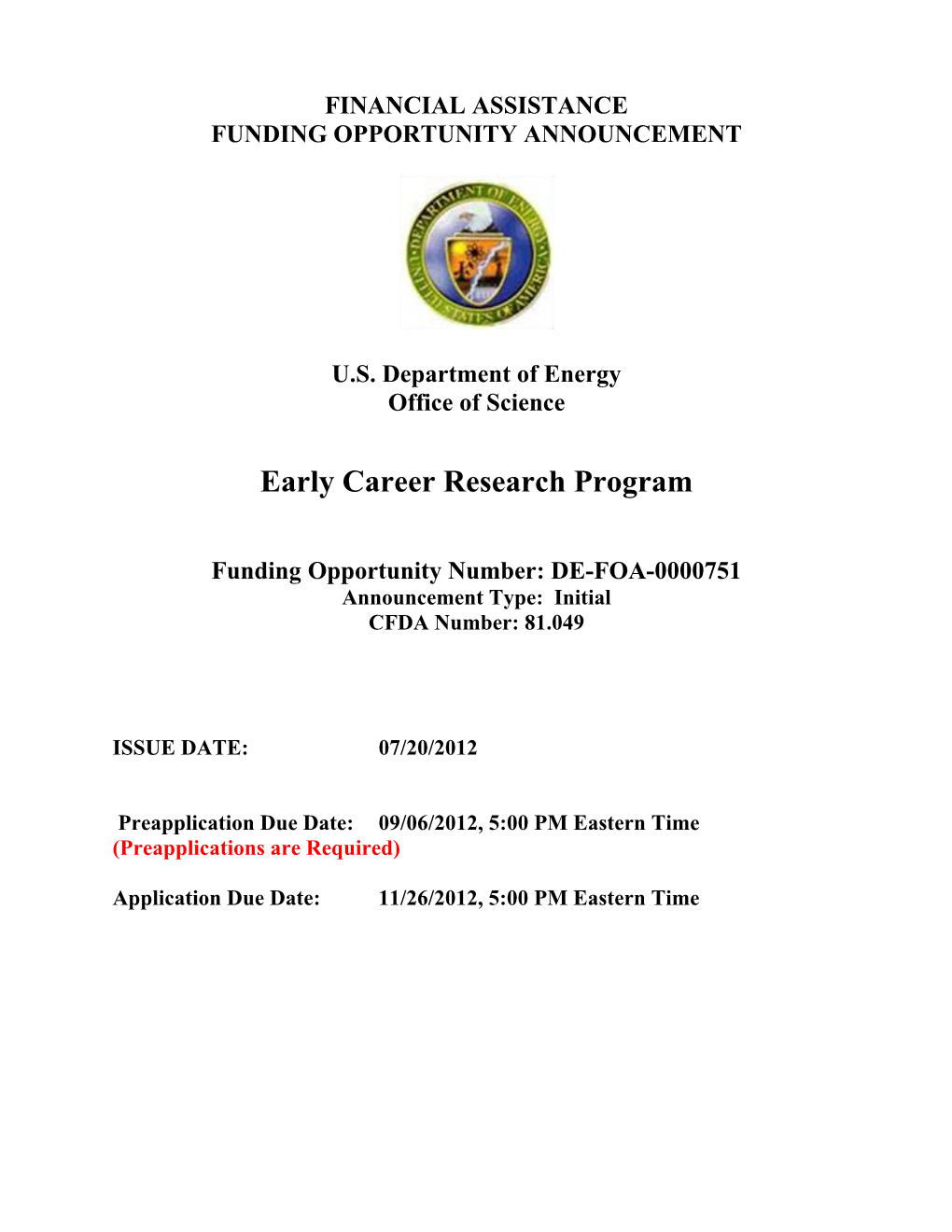 Early Career Research Program