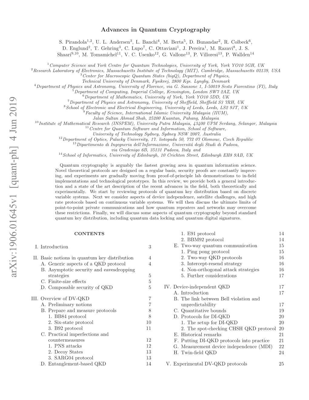 Advances in Quantum Cryptography