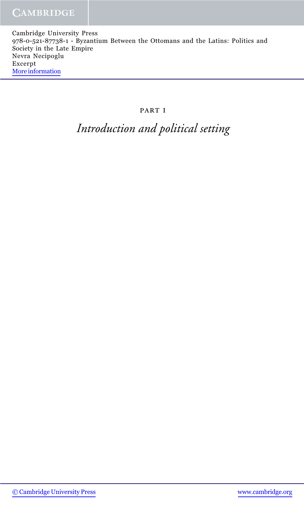 Introduction and Political Setting