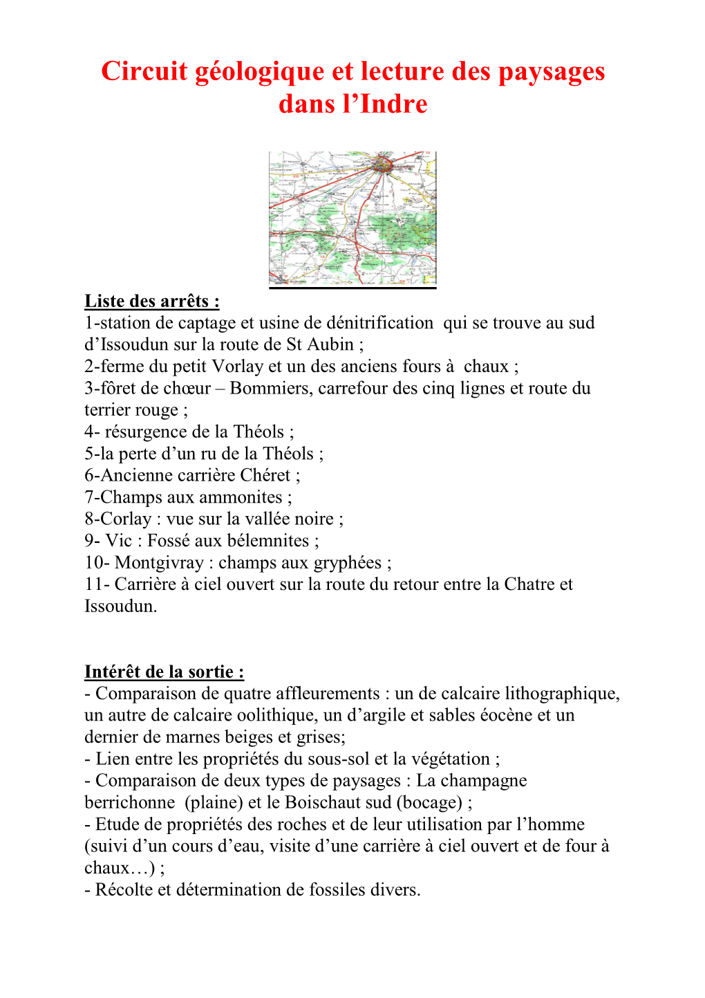 Circuit Géologique Et Lecture Des Paysages Dans L'indre