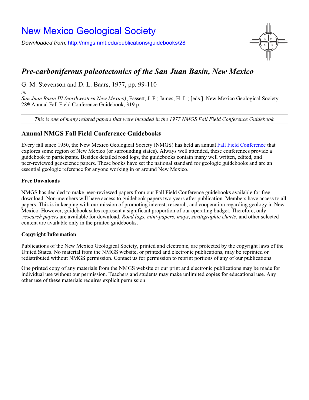 Pre-Carboniferous Paleotectonics of the San Juan Basin, New Mexico G