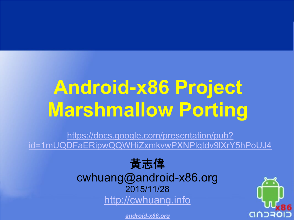 Android-X86 Project Marshmallow Porting