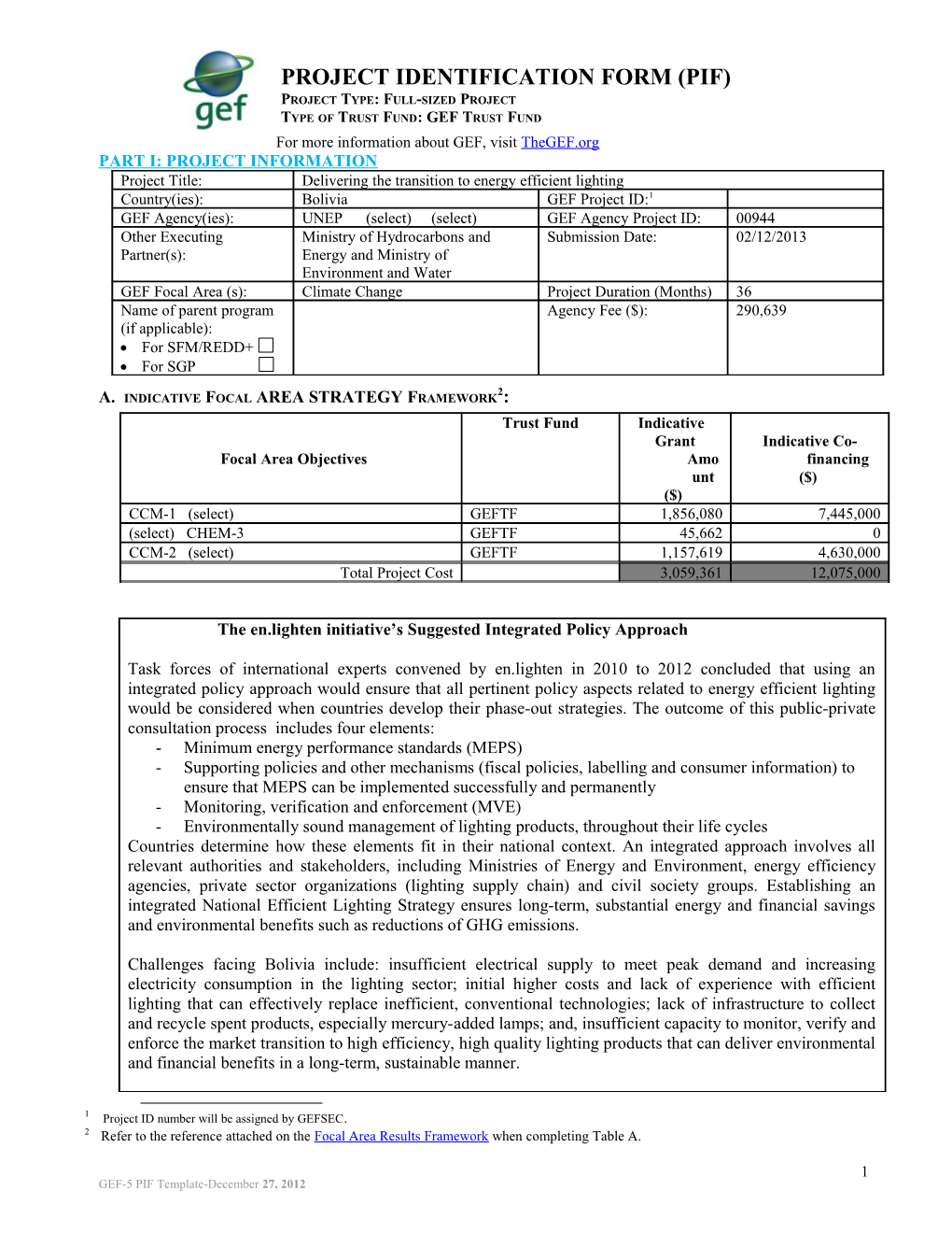 Financing Plan (In Us$)